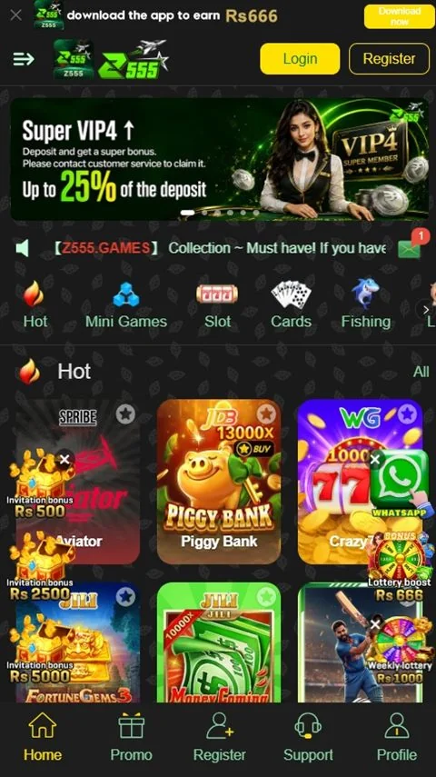Z555 App Hot Games Lobby with Aviator and Super VIP Rewards